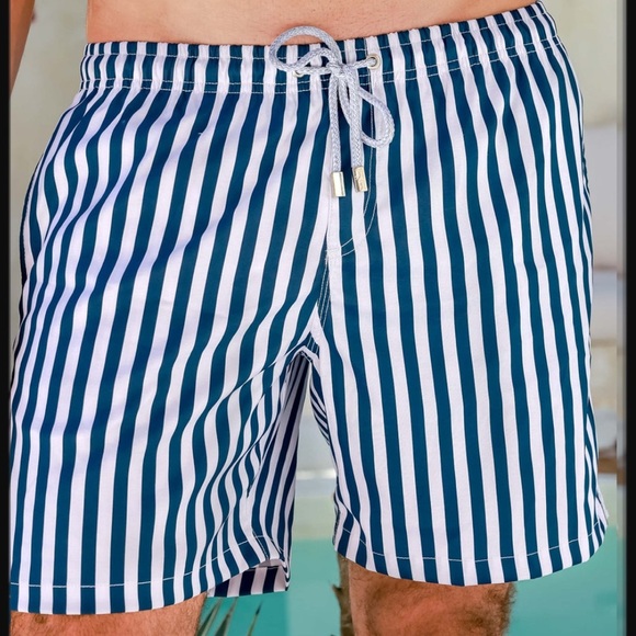 NEW! THE NAUTI BY NATURE SWIM TRUNKS Men's Blue Striped Swim Shorts Sz XL - Picture 3 of 16